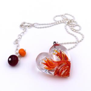 Collier en verre de Murano "Coeur de Feu" - Floriane Lataille