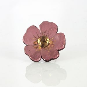 Bijou en verre - Bague "Anémone rose dorée"- Mari&Femme