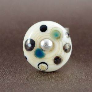 Bague en verre "Galaxie Blanche" - Valérie Vayre