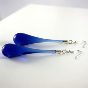 Boucles d'oeilles "Goutte de Verre" Bleu longues - Adrian Colin