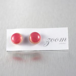 Boucles d'oreille en verre "Petits Clous" roses - Bijoux Zoom