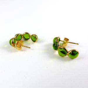 Boucles d'oreille en verre "Créoles" Vert - Elodie Pavie