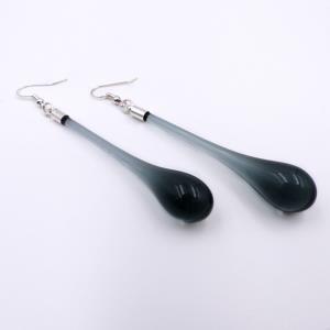 Boucles d'oeilles "Goutte de Verre" Anthracite longues - Adrian Colin