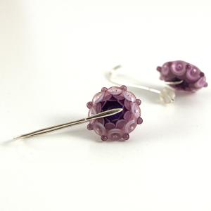 Boucles d'oreilles "Mandala" violet / rose en verre de Murano et argent  - Floriane Lataille