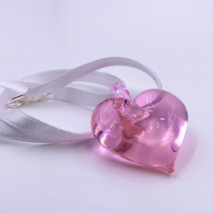 Pendentif en verre "Coeur de Verre" rose - Adrian Colin