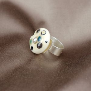 Bague en verre "Galaxie Blanche" - Valérie Vayre