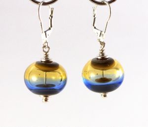 Boucles d'oreille en verre "Bulle Seychelles" - Valérie Vayre
