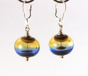 Boucles d'oreille en verre "Bulle Seychelles" - Valérie Vayre