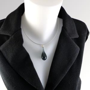 Collier en verre "Goutte de Verre" anthracite - Adrian Colin