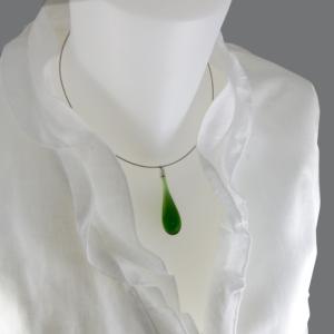 Collier en verre "Goutte de Verre" vert - Adrian Colin