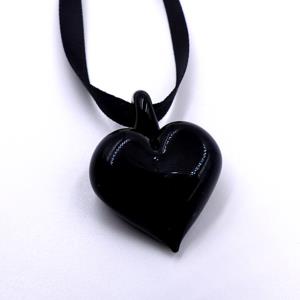 Pendentif en verre "Coeur de Verre" noir- Adrian Colin