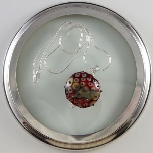Pendentif en verre "Perle Paon" rouge - Valérie Vayre