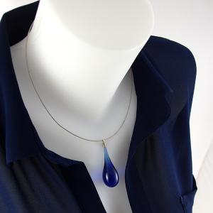 Collier en verre "Goutte de Verre" bleu - Adrian Colin