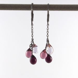 Boucles d'oreilles en verre "Gouttes de Rosée" - Elodie Pavie