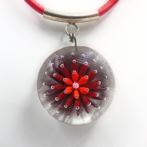 Pendentif en verre "Feu d'Artifice" rouge - Floriane Lataille